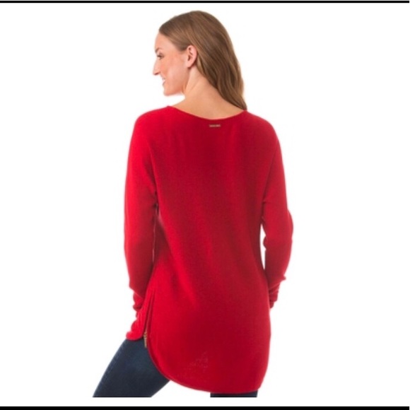 Michael Kors High low side zip red sweater - Picture 3 of 4